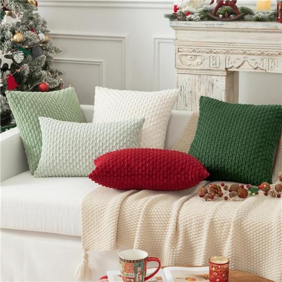 Pillow Covers Decorative Set of 2 Striped Corduroy Plush Velvet Pillowcases - Picture 7 of 7